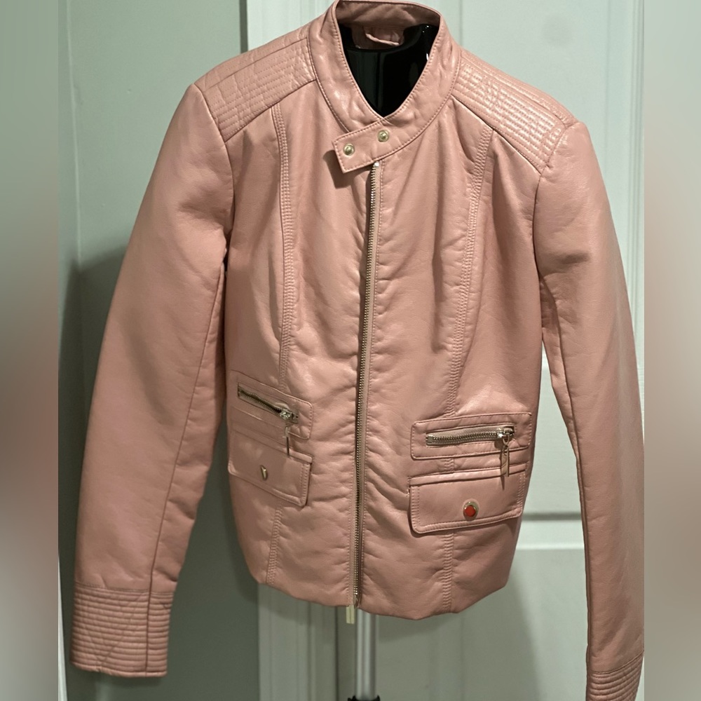 New York and Co pink faux leather jacket